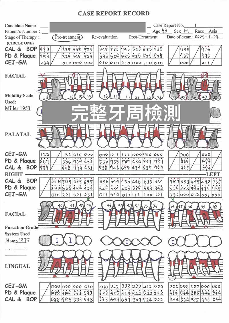 全口牙周檢查表-牙周病第一階段治療